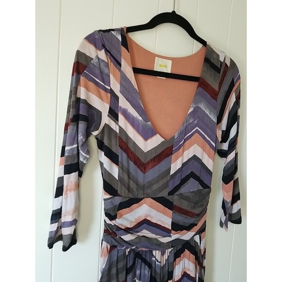 Anthropologie Maeve Maxi Dress Size Medium Purple Pink Boho Novela Chevron - Picture 6 of 14